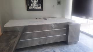 Brand new grey and white executive desk / table plus office chairs