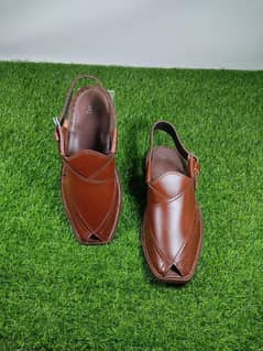 Men's Leather Plain Peshawari Chappal