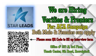 We are hiring verifiers and Fronters for ACA Campaign