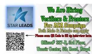 We are hiring verifiers and Fronters for ACA Campaign