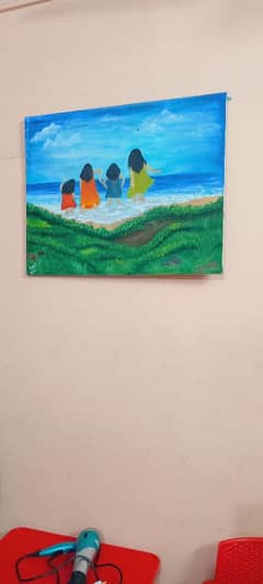 4 sisters painting, girly painting, sea view girls