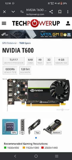 NVIDIA Quadro T600 4GB Graphics Card