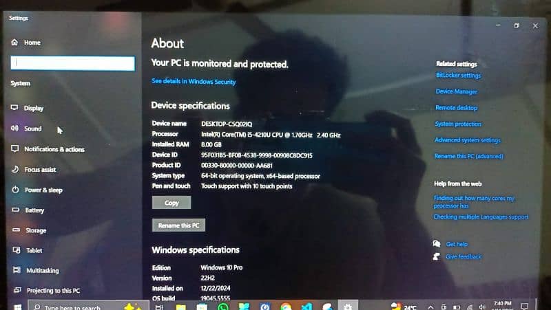 dell latitude E 7440  i5 4th Gen 3