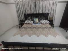 Iron Rod bed with side table