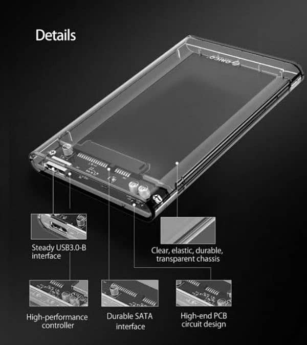 Portable HDD Case 3.0 Sata to Usb Transparent 0