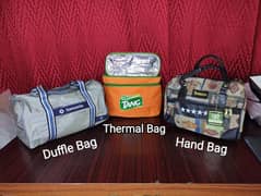 3 Luggage Bags Duffle Gym Bag , Tote hand Bag Thermal Hot & Cooler Bag