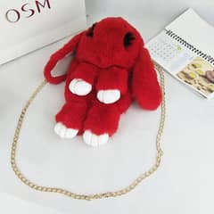 Cute Teddy Rabbit Furry Sling Purse