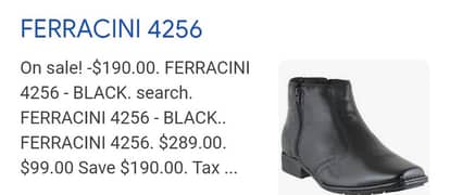 BLACK. . FERRACINI 4256. $289.00. $99.00 Save $190.00.