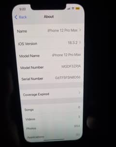 I phone 12 Pro Max LLA Model. 256 GB . PTA