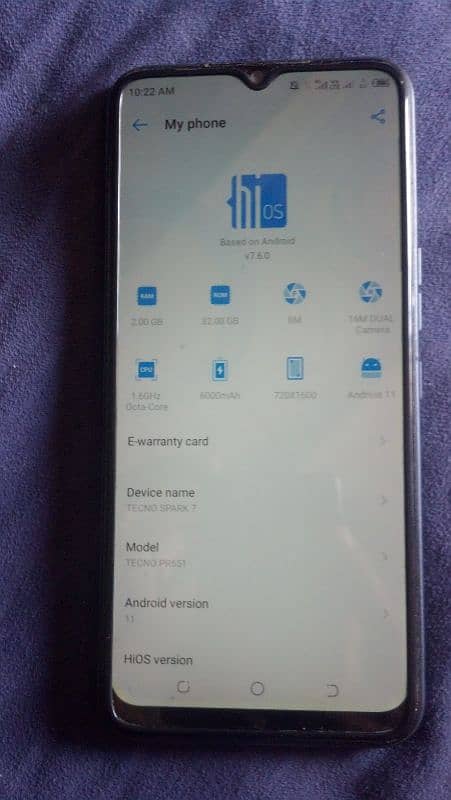 Tecno spark 7  2.32 gb 4