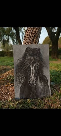 Black horse aesthetic oil painting