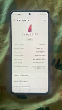 Samasung galaxy S20 FE