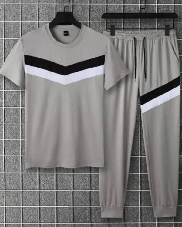Men's Grey Micro Track Suit - 2 Pcs Set with Round Neck 0