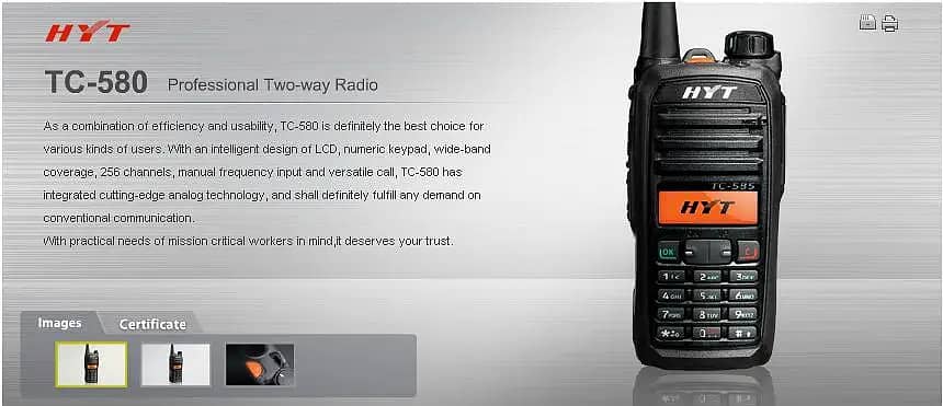 HYT TC-580 Two way Walkie Talkies Professioanl Radio Set for Sale 1P 2