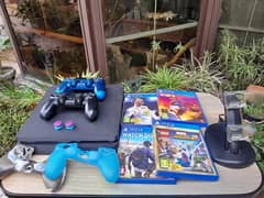 Ps4 Slim(Imported) with 2 controllers & 4 games and Accessories