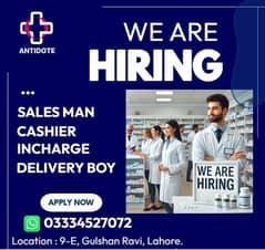 Cashier | Salesman | Incharge | Delivery Boy Job in Lahore