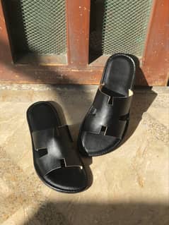 Goat leather H shape slippers/mens