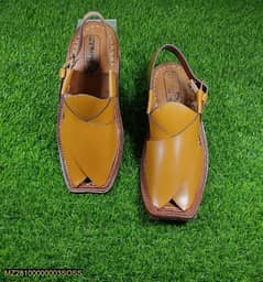 Mens' leather plain Peshawari chappal