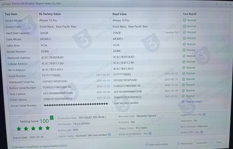 iphone 12 pro 256Gb dual approved 6