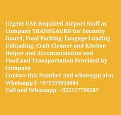 UAE All Airports Urgent Required Staff Food Packing and Craft Cleaner