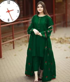 Elegant women's stitched gown suit 3 PCs Embroidered sit in silk