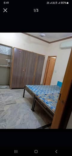 Furnished Room 1 ton AC DC inverter installed available for rent silent office or job holders or students near ucp University or shaukat khanum hospital or abdul sattar eidi road M2