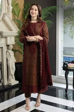 ASIM JOFA  Chiffon Emborided Suit (3piece) loan Suit . . BRANDED. .