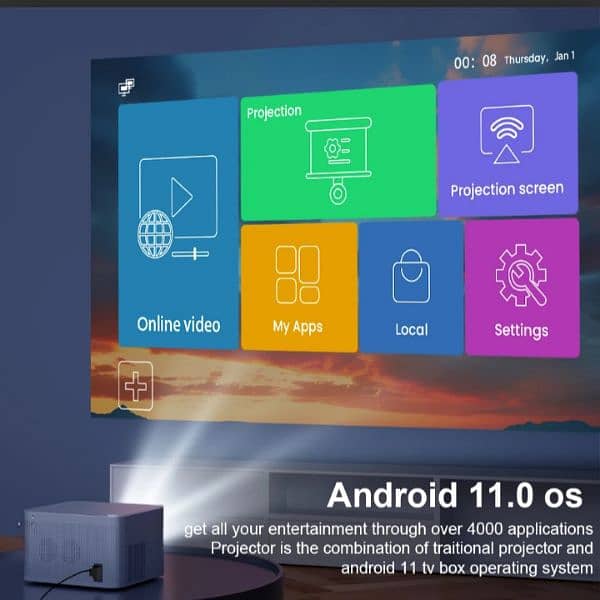 4K Android LED Projector With 100 inch Screen 0