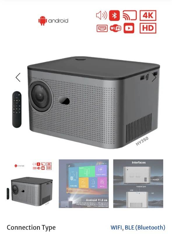 4K Android LED Projector With 100 inch Screen 2