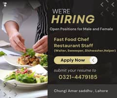 Fast Food Chef / Restaurant Staff / Waiter / Sweeper /Jobs/Male,Female