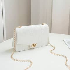 Premium Quality White Bag with Elegant Chain Lock