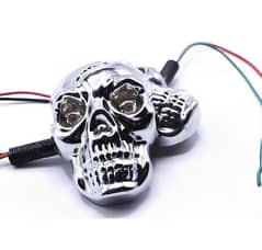 2 Pics universal skull head led turn signal indicator for all bikes