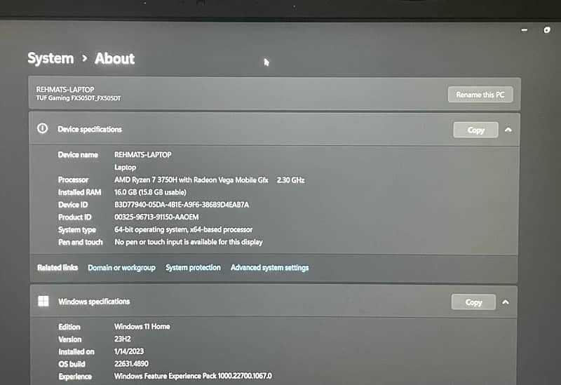 ASUS FX505DT GAMING LAPTOP - WITH COVER 4