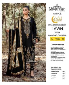 3 pcs women's unstitched lawn embroidered suit