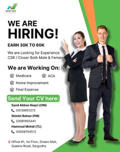 Call Center Job – CSR/Closer Required | Earn 30K-60K | Sargodha