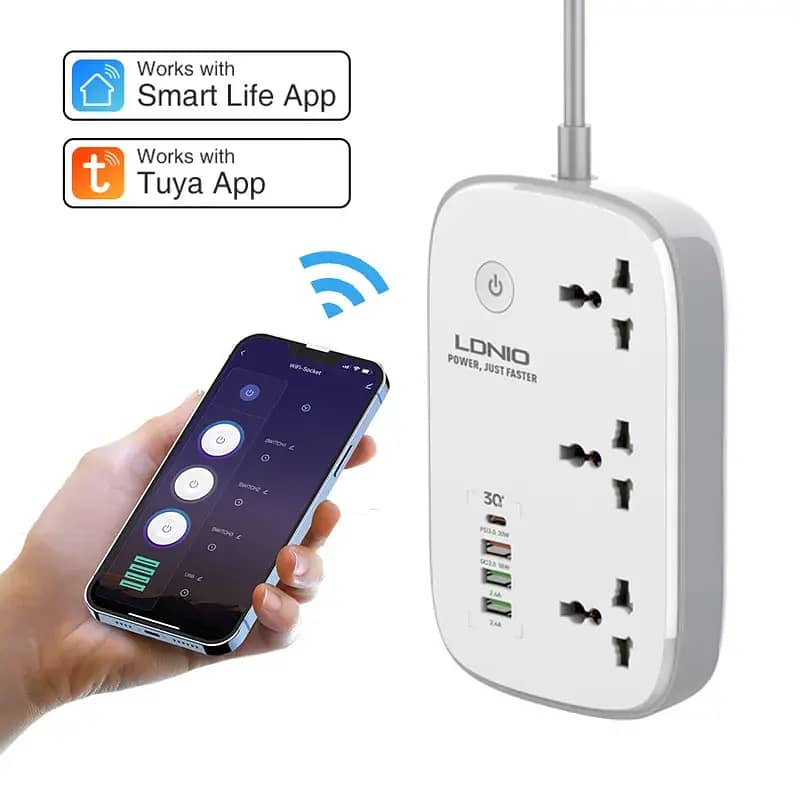 100% Original LDNIO SCW3451 WIFI Smart Universal Power Strip 3 Outlet 3