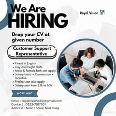 Need Employee for work, salary starts from 35k to 60k