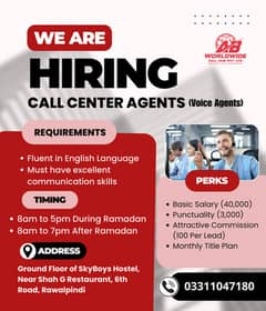 Call Center Agents (Voice Agents) for Day Shift