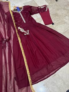 Elegant Maroon 3-Piece Embroidered Outfit – Premium Quality