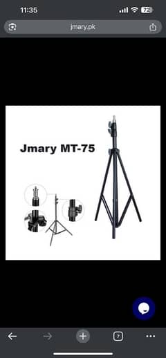 Jmary MT-75 Light Tripod Stand for Softbox Ring Lights and Mobile