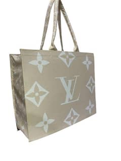 chic women's ivory canvas tote bag with printed design