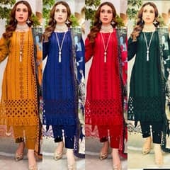 Lawn air jet unstitched suit for women