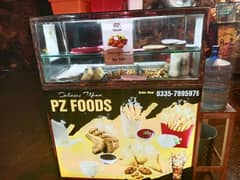 Steel Counter with with back light Flex of Fries Samosa & other foods