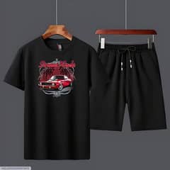 Men's cotton printed t-shirts & short truck suite -2pcs