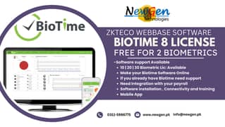 Zkteco Biotime Cloud Software with license | Destop software support