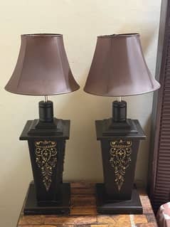 Pair Of Antique Wooden Lamps