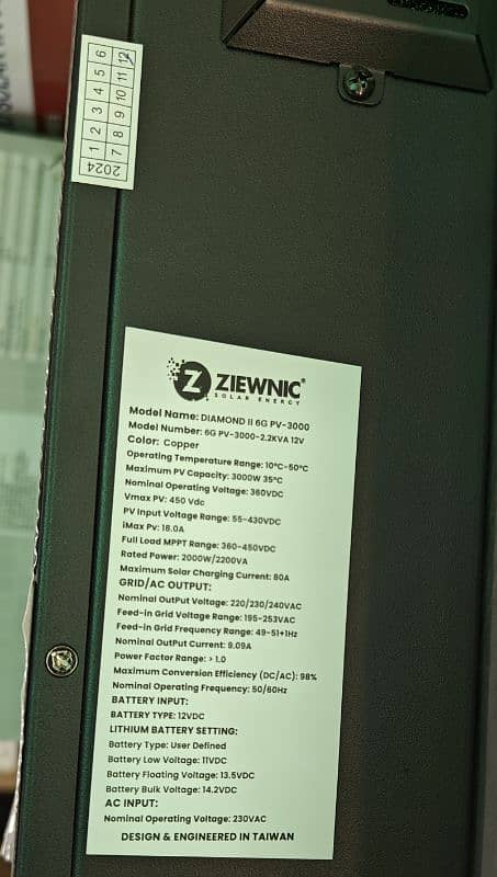 Ziewnic Diamond II Series PV3000 2.2KVA 12V Solar Hybrid Inverter 6