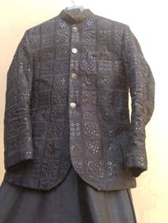 black prince coat with black kurta and trouser