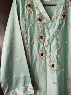 totally new 3 piece stitched silk dress in sea green color