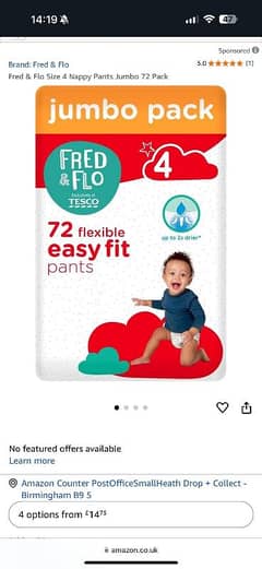 Fred & Flo jumbo pack pants size 4 (8kg-15kg)